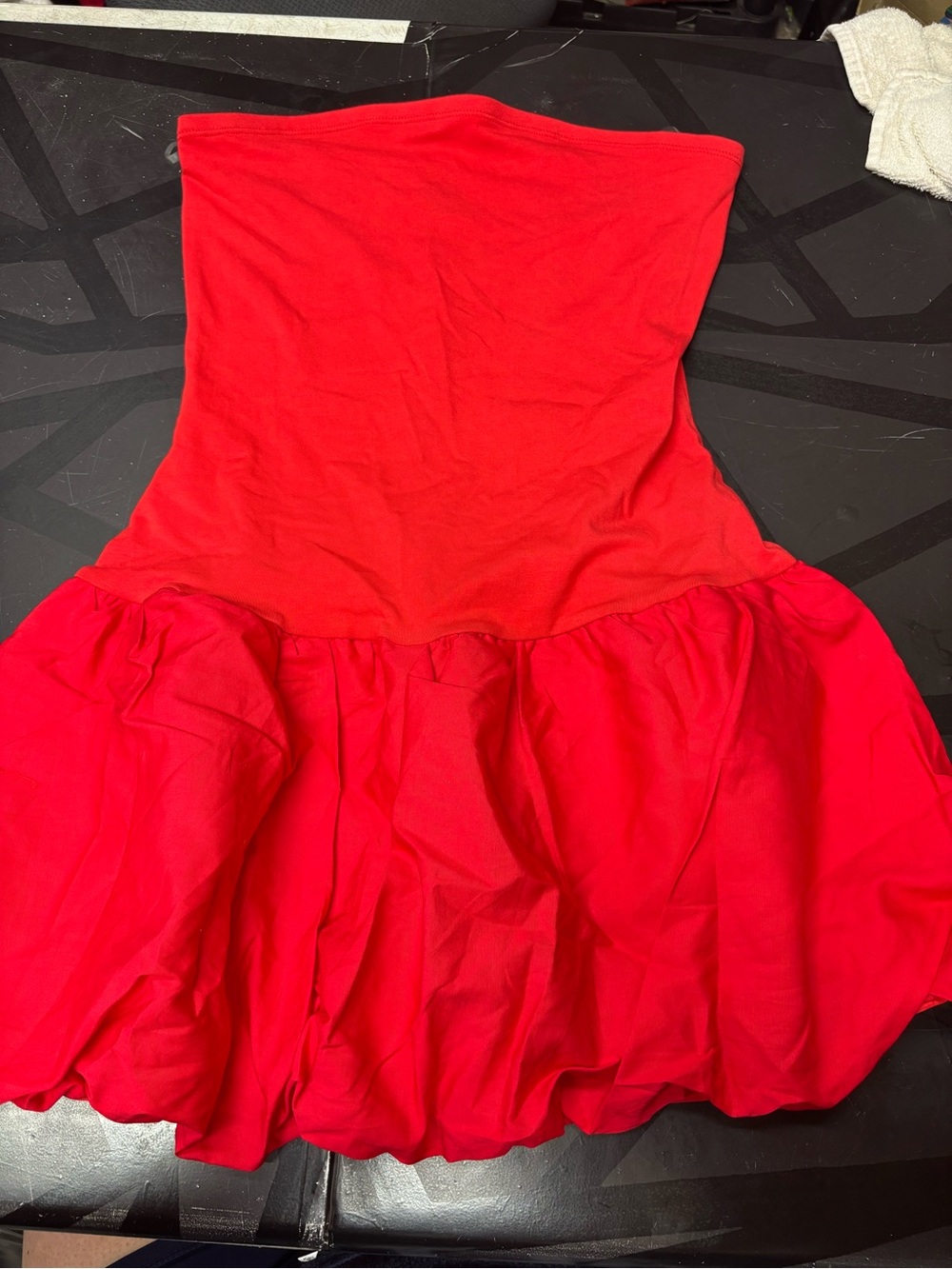 wild fable Bright Red Strapless Bubble Hem Mini Dress b155s